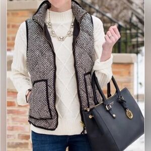 J Crew black and white herringbone vest